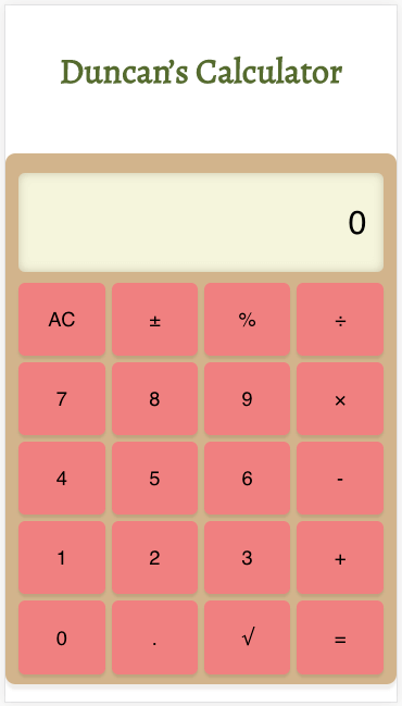 Screenshot of my calculator